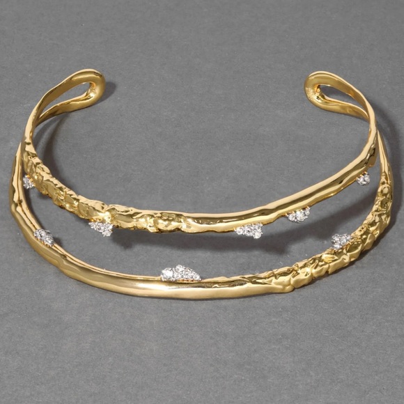 alexis bittar brut gold crystal thorned open collar necklace - Picture 1 of 9